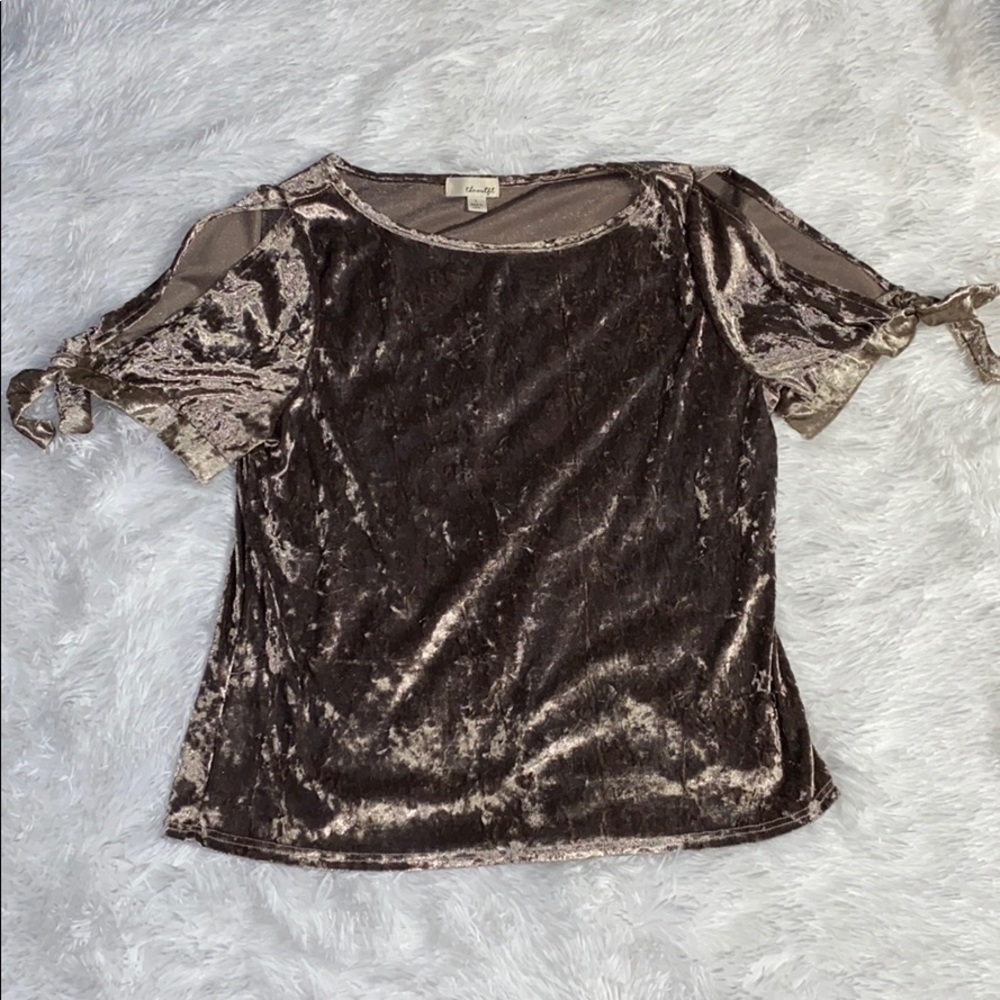 The Outfit Taupe Velvet Top
